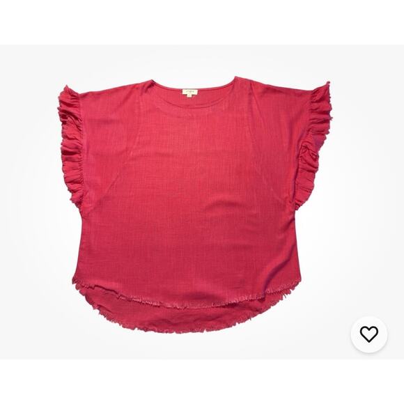 UMGEE LINEN TOPS BUNDLE Ruffle Cap Sleeve Raw Hem Boho Boxy Vacation Resort Lg - Picture 2 of 7